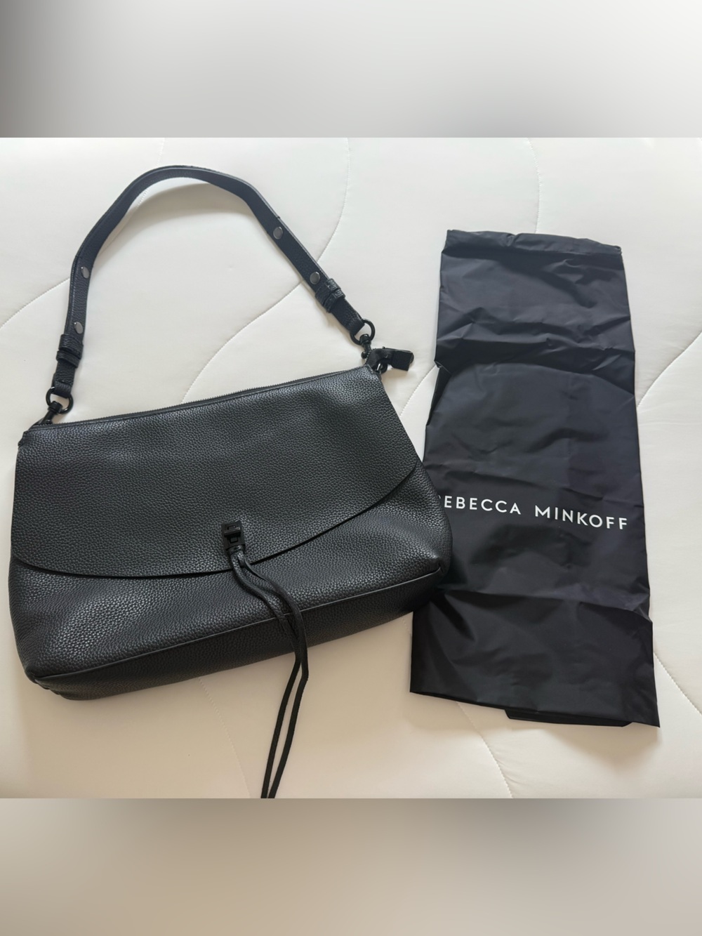 Rebecca Minkoff Black Pebble Leather Messenger Sling